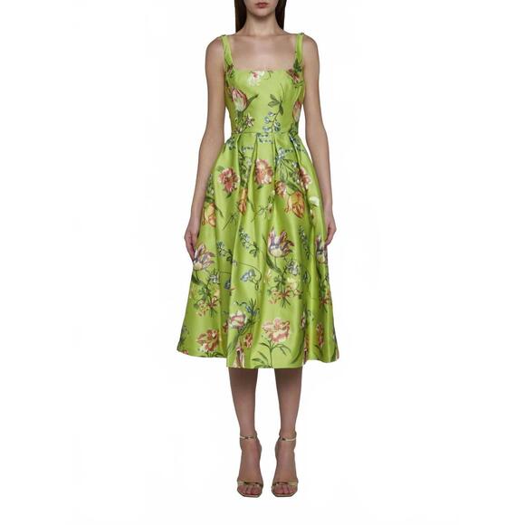 NEW MARCHESA NOTTE women's midi dress in green multi